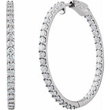 14K White Gold 5 CTW Lab-Grown Diamond Inside-Outside 41.5 mm Hinged Hoop Earrings