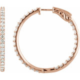 14K Rose Gold 6 1/2 CTW Lab-Grown Diamond Inside-Outside 51 mm Hinged Hoop Earrings