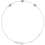 14K White Gold Natural Citrine Bezel-Set 3-Stone 6 1/2-7 1/2" Bracelet