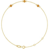 14K Yellow Gold Natural Citrine Bezel-Set 3-Stone 6 1/2-7 1/2" Bracelet