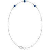 14K White Gold Natural Blue Sapphire Bezel-Set 3-Stone 6 1/2-7 1/2" Bracelet