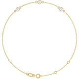 14K Yellow Gold Natural White Sapphire Bezel-Set 3-Stone 6 1/2-7 1/2