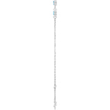 14K White Gold Natural Blue Zircon Bezel-Set 3-Stone 6 1/2-7 1/2" Bracelet