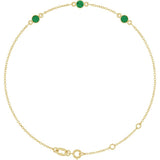14K Yellow Gold Lab-Grown Emerald Bezel-Set 3-Stone 6 1/2-7 1/2" Bracelet
