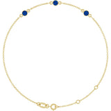 14K Yellow Gold Natural Blue Sapphire Bezel-Set 3-Stone 6 1/2-7 1/2