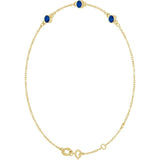 14K Yellow Gold Natural Blue Sapphire Bezel-Set Three-Stone 6 1/2-7 1/2" Bracelet