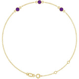 14K Yellow Gold Natural Amethyst Bezel-Set 3-Stone 6 1/2-7 1/2" Bracelet