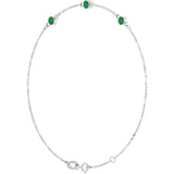 14K White Gold Lab-Grown Emerald Bezel-Set Three-Stone 6 1/2-7 1/2" Bracelet