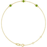 14K Yellow Gold Natural Peridot Bezel-Set Three-Stone 6 1/2-7 1/2" Bracelet