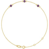 14K Yellow Gold Lab-Grown Alexandrite Bezel-Set 3-Stone 6 1/2-7 1/2