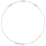 14K White Gold Natural White Sapphire Bezel-Set 3-Stone 6 1/2-7 1/2" Bracelet