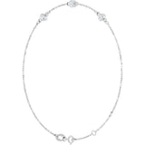 14K White Gold Natural White Sapphire Bezel-Set 3-Stone 6 1/2-7 1/2" Bracelet
