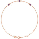 14K Rose Gold Lab-Grown Alexandrite Bezel-Set 3-Stone 6 1/2-7 1/2" Bracelet