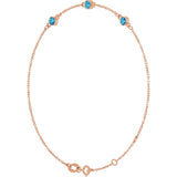 14K Rose Gold Natural Blue Zircon Bezel-Set 3-Stone 6 1/2-7 1/2" Bracelet