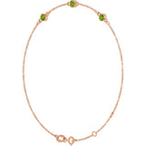 14K Rose Gold Natural Peridot Bezel-Set 3-Stone 6 1/2-7 1/2" Bracelet