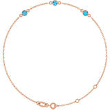 14K Rose Gold Natural Aquamarine Bezel-Set 3-Stone 6 1/2-7 1/2" Bracelet