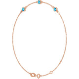 14K Rose Gold Natural Aquamarine Bezel-Set Three-Stone 6 1/2-7 1/2" Bracelet