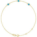 14K Yellow Gold Natural Blue Zircon Bezel-Set 3-Stone 6 1/2-7 1/2