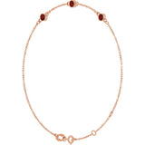 14K Rose Gold Natural Mozambique Garnet Bezel-Set 3-Stone 6 1/2-7 1/2" Bracelet