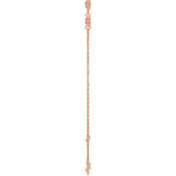 14K Rose Gold Natural Pink Tourmaline Bezel-Set Three-Stone 6 1/2-7 1/2" Bracelet