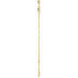 14K Yellow Gold Lab-Grown Blue Sapphire Bezel-Set Three-Stone 6 1/2-7 1/2" Bracelet