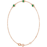 14K Rose Gold Natural Emerald Bezel-Set 3-Stone 6 1/2-7 1/2" Bracelet