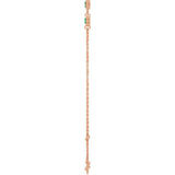 14K Rose Gold Natural Emerald Bezel-Set 3-Stone 6 1/2-7 1/2" Bracelet
