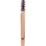 14K Rose Gold Natural Blue Sapphire Stackable Ring