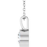 14K White Gold 5/8 CT Natural Diamond Bezel-Set Solitaire 16-18" Necklace