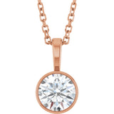 14K Rose Gold 5/8 CT Natural Diamond Bezel-Set Solitaire 16-18