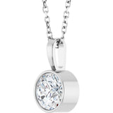 Platinum 3/4 CT Natural Diamond Bezel-Set Solitaire 16-18" Necklace
