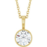 14K Yellow Gold 3/4 CT Natural Diamond Bezel-Set Solitaire 16-18