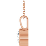 14K Rose Gold 9/10 CT Natural Diamond Bezel-Set Solitaire 16-18" Necklace