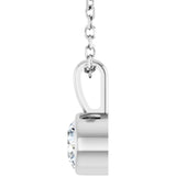 14K White Gold 1/3 CT Lab-Grown Diamond Bezel-Set Solitaire 16-18" Necklace