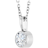Sterling Silver 1/3 CT Lab-Grown Diamond Bezel-Set Solitaire 16-18" Necklace