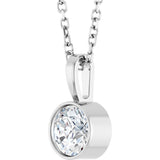 Sterling Silver 1/2 CT Lab-Grown Diamond Bezel-Set Solitaire 16-18" Necklace