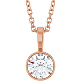 14K Rose Gold 1/2 CT Lab-Grown Diamond Bezel-Set Solitaire 16-18" Necklace