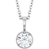 Platinum 1/2 CT Lab-Grown Diamond Bezel-Set Solitaire 16-18" Necklace