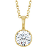 14K Yellow Gold 5/8 CT Lab-Grown Diamond Bezel-Set Solitaire 16-18