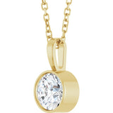 14K Yellow Gold 5/8 CT Lab-Grown Diamond Bezel-Set Solitaire 16-18" Necklace