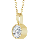 14K Yellow Gold 5/8 CT Lab-Grown Diamond Bezel-Set Solitaire 16-18" Necklace