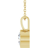 14K Yellow Gold 5/8 CT Lab-Grown Diamond Bezel-Set Solitaire 16-18" Necklace