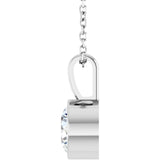 14K White Gold 9/10 CT Lab-Grown Diamond Bezel-Set Solitaire 16-18" Necklace