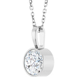 Platinum 9/10 CT Lab-Grown Diamond Bezel-Set Solitaire 16-18" Necklace