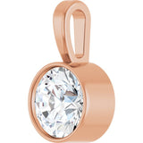 14K Rose Gold 5/8 CT Natural Diamond Bezel-Set Solitaire Pendant