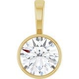 14K Yellow Gold 3/4 CT Natural Diamond Bezel-Set Solitaire Pendant