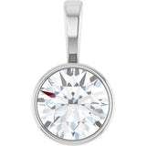 Sterling Silver 3/4 CT Natural Diamond Bezel-Set Solitaire Pendant