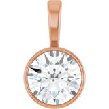 14K Rose Gold 9/10 CT Natural Diamond Bezel-Set Solitaire Pendant