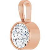 14K Rose Gold 9/10 CT Natural Diamond Bezel-Set Solitaire Pendant