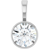 Sterling Silver 9/10 CT Natural Diamond Bezel-Set Solitaire Pendant